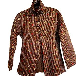 🌴Vintage Chinese silk floral  embroidered/ quilted jacket, size small